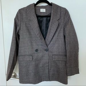 Double breasted plaid blazer